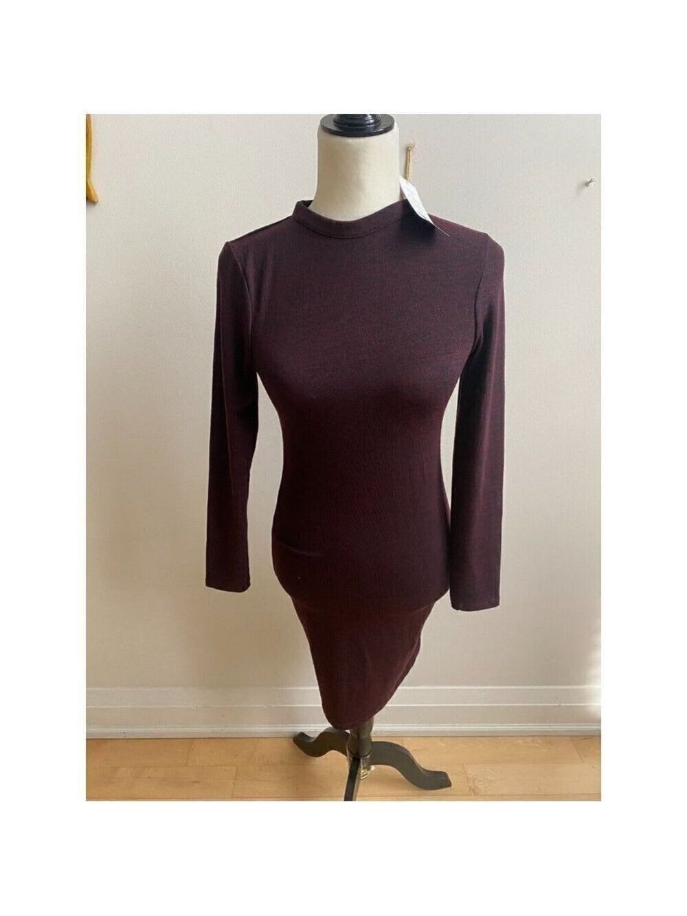 French Connection womens sweater dress long sleeve sleeve burgundy sz small